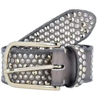B.belt Nietengürtel Leder 85 cm grau