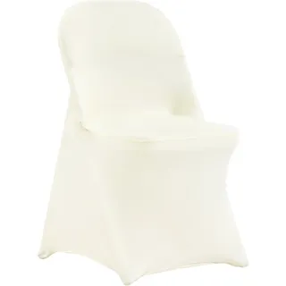 Vevor Stuhlhussen für Klappstühle aus Elastischem Spandex, Kurzer Stuhlbezug, Abnehmbare & Waschbare Schonbezüge, für Hochzeit, Urlaub, Bankett, Party, Feier (30 Stück, Elfenbeinweiß)