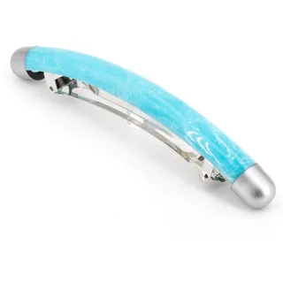 12 cm Patentspange 1 Stk in türkisblau mit Kappen in silber matt - Made in Germany - WeLoveBeads
