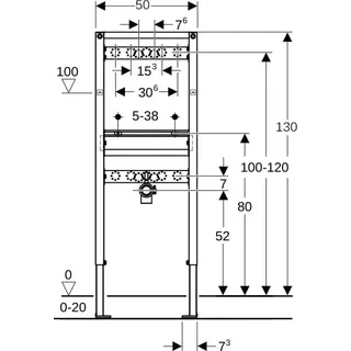 Geberit Duofix für Waschtisch, Bauhöhe 1300mm, für Wandarmatur