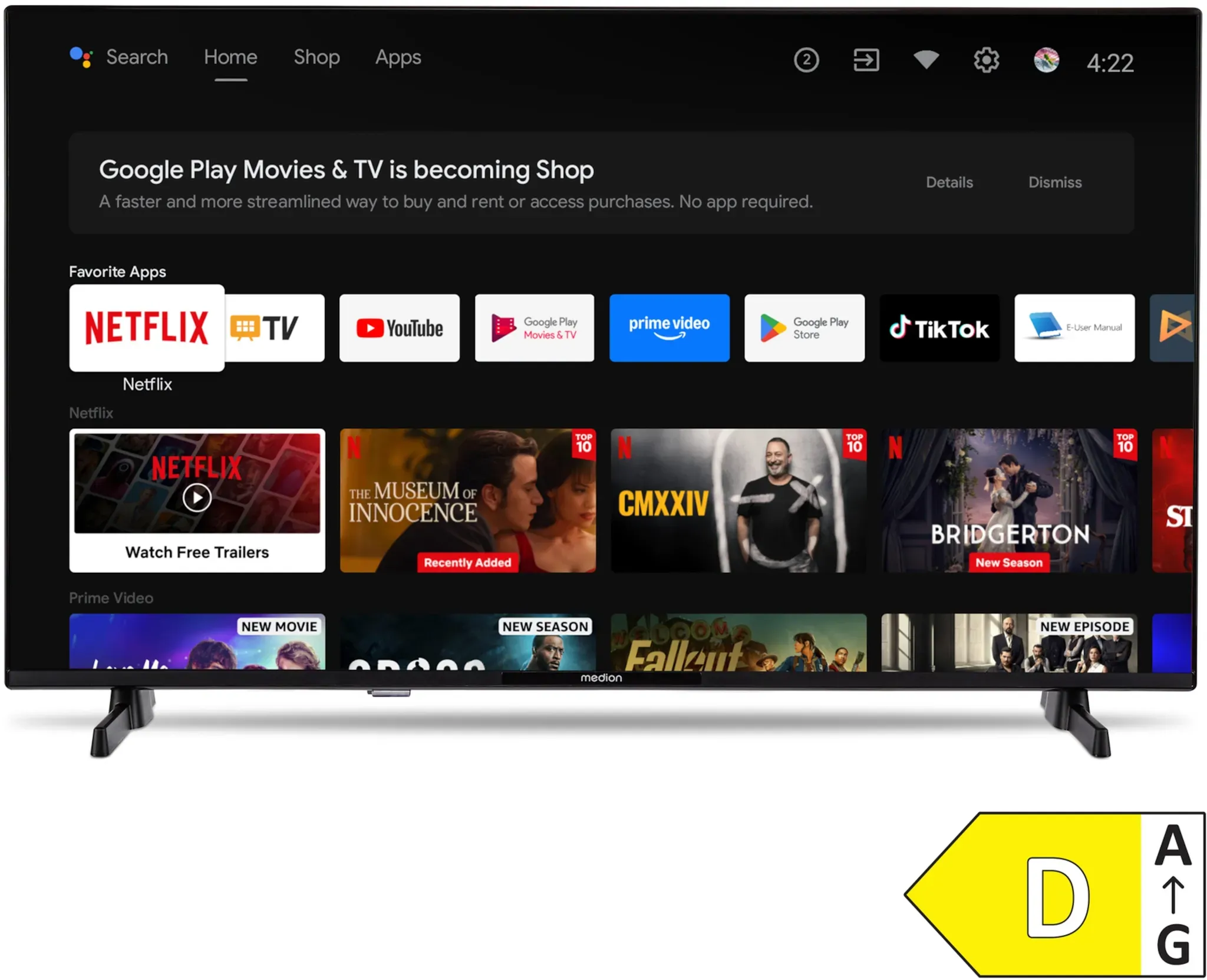 MEDION LIFE MD 840100 Android TVTM (2026), 100,3 cm (40''), Full HD Display, PVR ready, Bluetooth®, Netflix, Amazon Prime Video, Micro Dimming