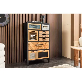 riess-ambiente Kommode SECRETS 95cm natur/braun/schwarz - Metall, Pinienholz, Kommode, massiv (Einzelartikel, 1 St), Industrial Schubladenschrank- ideal für moderne Wohn- und Schlafzimmer braun|schwarz