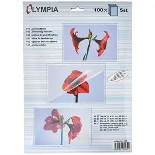 Olympia Laminierfolien-Set 80 Mikron DIN A4, A5, A6, 95 x 60 mm micron 1 Set