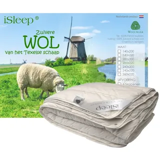Isleep Wolle 4-Jahreszeiten Steppbett - 100% Wolle (240x220 cm)