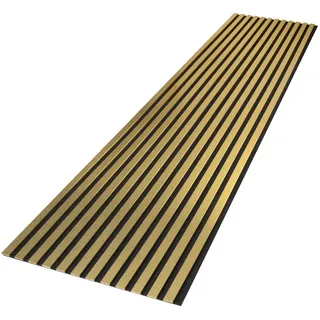 wohnartig® Akustikpaneele 1,485m2 - 275cm x 54cm* set - (set = 2 Stück 275cm x 27cm) | Farbe: Royal Gold 434 | Wandverkleidung | Akustikpaneel | Wandpaneele auf filz | Akustikfilz
