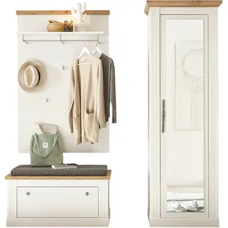 Home Affaire Garderoben-Set »WESTMINSTER BESTSELLER", (3 St., Schuhbank, Wandpaneel, Garderobenschrank), im romantischen Landhausstil