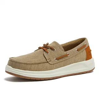 Lands' End Segeltuch-Bootsschuhe für Herren, Deckschuhe, Bootsschuhe, Slip-Ons, Marineblau, Hellbraun oder Grau, Freizeitschuhe, Größe 42-47, Desert Tan, 43 EU - 43 EU