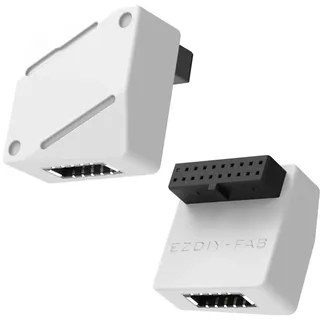EZDIY-FAB USB 3.2 Gen 1/USB 3.0 Frontpanel-Header 19-Pin auf Type-E 90-Grad Adapter, Mainboard Interner Header Adapter Konverter, Weiß-RVS