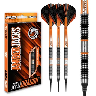 RED DRAGON Amberjack Series Softip Profi Dartpfeile 18 Gram Darts Set mit Flights und Schäfte (Amberjack 18)