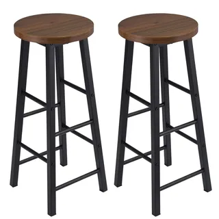 Woltu Barhocker 2er Set 71 cm Dunkelbuche