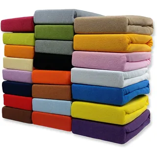 FROTTEE Spannbettlaken Spannbetttuch Bettlaken mit Gummizug in vielen Größen und Farben (Grün, 80 x 160 cm)