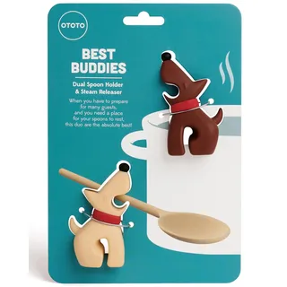 OTOTO Best Buddies Kitchen Spoon Holder, 2 Pack - Cooking Spoon Rest for Kitchen Counter - Spatula, Ladle Holder, Kitchen Utensil Holder - Heat Resistant & Dishwasher Safe Utensil Rest for Stove Top