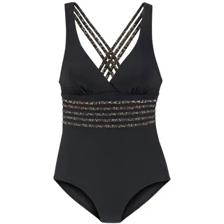 LASCANA Badeanzug Damen Schwarz/Mehrfarbig 48 Cup C