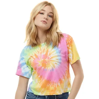 Colortone Damen Batik Crop T-Shirt | XS - XL in Verschiedenen Mustern | Hippie Shirt Crop Top aus Baumwolle | Handgefärbtes Design | Eternity, S - S