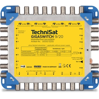 TechniSat GigaSwitch Multischalter 9/20 Multischalter (für bis zu 20 Teilnehmer zur Verteilung von 2 Orbitpositionen und terrestrischen Signalen)