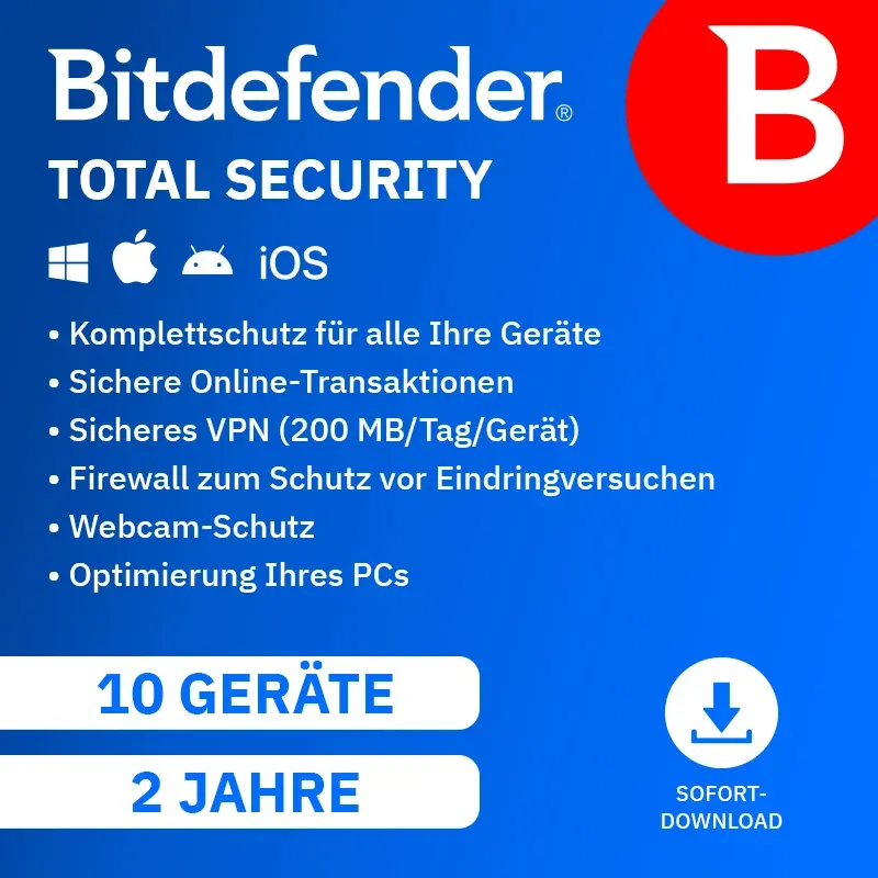 Bitdefender Black Week % | Total Security 2 Jahre - 10 Geräte Software