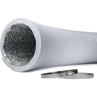 Profi Abluftschlauch mit Alu Isolierung - Durchmesser 125 mm / 127 mm, Länge 3 m - für Klimaanlage, Trockner, Abzugshaube, Wäschetrockner - stabil und wärmeisoliert (inkl. 2 Schlauchschellen)