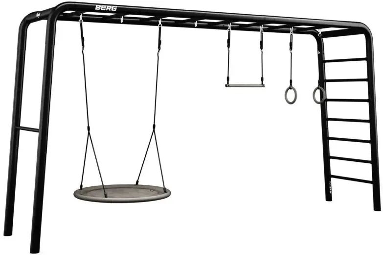 BERG PlayBase Extra Large TL Black »Family-Set« inkl. Nestschaukel, Trapez und Turnringen
