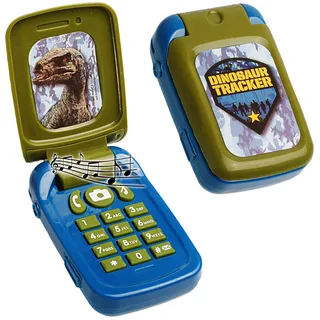alles-meine.de GmbH 2 Stück Handy mit Sound - Jurassic World - Dinosaurier - für Kinder/Auto - elektrisches Kinderhandy klappen - Klapphandy Telefon - Lernhandy/Kindert..