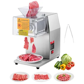 Vevor Fleischschneidemaschine Fleischschneider 850 W 250 kg/h kommerzielle Fleischschneidemaschine aus Edelstahl 5 mm Dicke, elektrischer Lebensmittelschneider für Restaurant, Supermarkt
