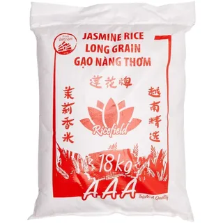 Ricefield Jasminreis 100%, Langkorn, 18 kg