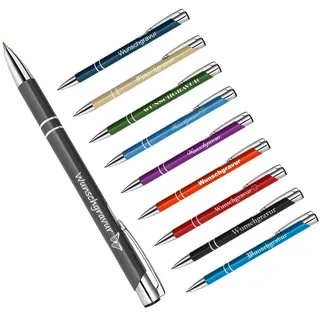 polar-effekt 1 Metall Oleg Kugelschreiber mit Gravur des Namens - Personalisierte Geschenk-Idee Mitbringsel - blau schreibend - Geburtstagsgeschenk - Farbe grau