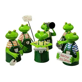 Klocke Dekorationsbedarf Hochwertige Zaunhocker im Sparset – Pfostenhocker/Zaunfigur Metall – Gartendekoration Zaungucker – Deko Tierfiguren/Gartenfiguren (Frösche Gärtner - 6er Set)