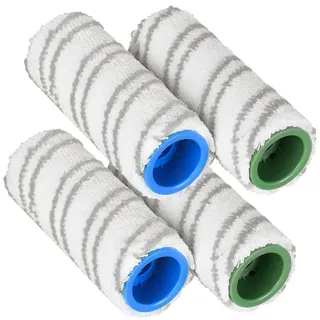 BRIOTA 4-teiliges Walzen-Set für verschiedene Oberflächen, Mikrofaser-Bürsten-Set, kompatibel mit Kärcher FC3, FC5, FC7, FC3D, FC5D, schnurloser Hartbodenreiniger, graue Rollen, Pinsel-Set