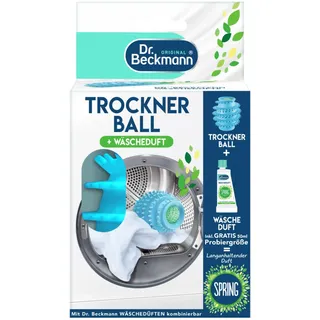 Dr. Beckmann Trocknerball | Wäscheduft befüllbar | Verkürzt die Trockenzeit | inkl. Gratis-Probe Spring | 50 ml