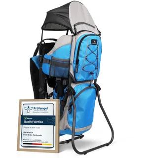 Dromader Kraxe Kindertrage bis 22kg - Baby Rückentrage Wandern mit Sonnendach Regenschutz - Babytrage Outdoor Trekking mit Thermotasche Wickelmatte - Einhändig klappbarer Aluminiumrahmen – Rot