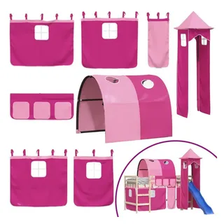vidaXL Vorhänge für Hochbett mit Tunnel und Turm Rosa