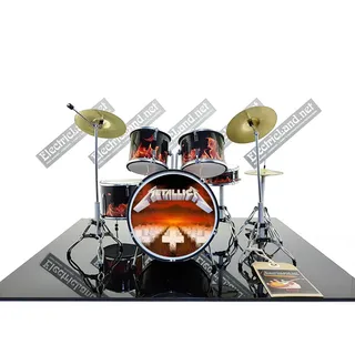 Mini Drum Kit Metall Masterpuppets Album Tribute Miniaturrock 25cm Modellskala 1:4 Sammelbox Schlagzeugset Sammlermodell