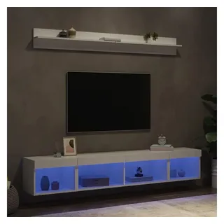 vidaXL 5-tlg. Wohnwand mit LED-Beleuchtung Weiß Holzwerkstoff
