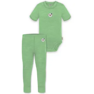 normani Outdoor Sports Baby Merino Kurzarmbody „Tihoi" und Hose „Tutira" in Grün | Gr.: 68