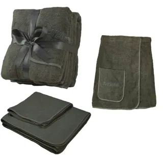 EXKLUSIV HEIMTEXTIL Sauna Set 3-Teilig Frottee Saunakilt Saunatuch Sarong Herren dunkelgrau/anthrazit