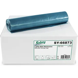 Plock GmbH Sobsy ® - Recycelte Müllbeutel in Blau; reißfeste Müllsäcke 120l extra stark, Typ 100, gerollt, 150 Stk.