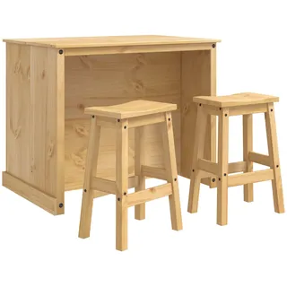 vidaXL Kücheninsel Set mit Regal 3 pcs Honigwachs Massiv-kiefer