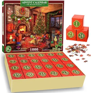 HappyGoLucky Adventskalender 2025 Puzzle Erwachsene, Jigsaw Puzzle 1000 Teile Weihnachten Geschenke für Erwachsene und Kinder Weihnachtskalender für Männer und Frauen Geschenk Nikolaus Mädchen Junge