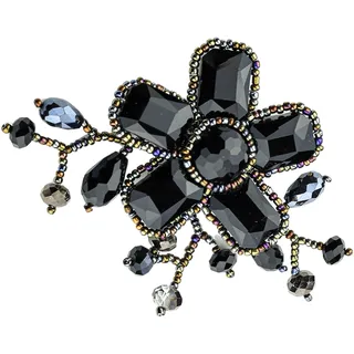 COLLEZIONE ALESSANDRO Brosche Blumenranke Damen, schwarz Glas, COLLEZIONE alessandro Broschen, in Blumenform