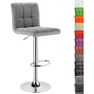 Woltu 1 x Barhocker Barstuhl Tresenhocker Stuhl drehbar und höhenverstellbar Tresen Hocker Leinen Hellgrau BH32hgr-1