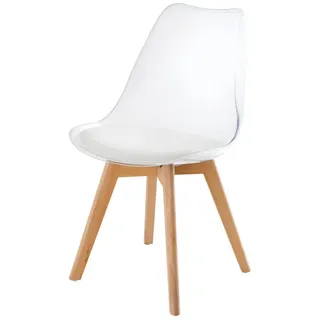 riess-ambiente Esszimmerstuhl SCANDINAVIA MEISTERSTÜCK transparent / weiß / natur (Einzelartikel, 1 St), Kunststoff · Kunstleder · Massivholz · Design weiß
