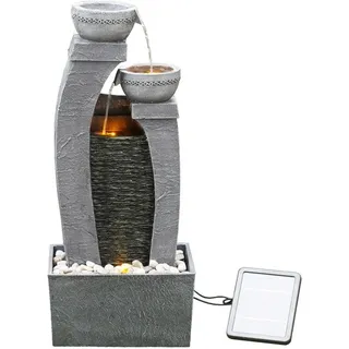 Teamson Home Moderner 3-stufiger Solarbrunnen, Wasserfall, 76 cm, Grau, Outdoor - Teamson Home