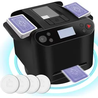 Automatischer Kartenmischer und Kartengeber 2-in-1, ultraleise, wiederaufladbar, für Brett- und Pokerspiele (Schwarz)