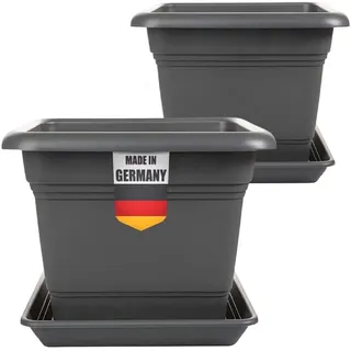 2friends 2er Set Pflanzkübel Groß Außen 40x40 cm, 46 Liter, Anthrazit