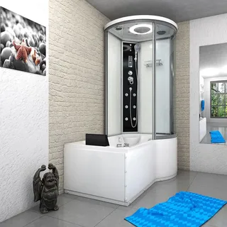 AcquaVapore Whirlpool Dusche K55-L01-WP Duschkabine Wanne 170x100 cm ohne 2K Scheiben Versiegelung