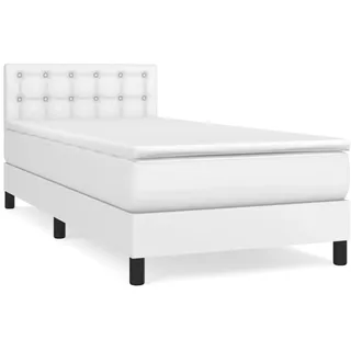 vidaXL Boxspringbett mit Matratze Weiß 90x200 cm Kunstleder1389799