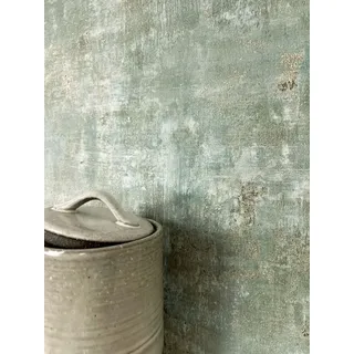 NEWROOM Tapete Grün Vliestapete Putz - Betonoptik Modern Gold Beton Metallic Betonwand Industrial Putzoptik - Grün