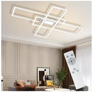 ZMH LED Deckenleuchte Wohnzimmer 50W 3 Rahmen Deckenlampe mit Fernbedienung Modern Flur, Augenschutz, Einfache Installtion, LED fest integriert, 3000-6500K, Schlafzimmerlampe Schlafzimmer Deckenbeleuchtung weiß