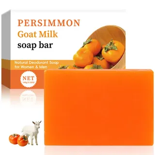 Persimmon Soap,Kaki Seife,Ziegenmilch Feste Seife für Gesicht und Körper,Persimone Kernseife Natur mit Schaumnetz,Duschseife Männer Frauen & Handseife fest,Porenverkleinerung & Feuchtigkeitsspendend