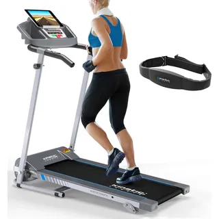 Kinetic Sports Laufband für zuhause KST2700FX klappbar - mit Pulsgurt, leiser 750 Watt Elektromotor, 12+1 Programme, LCD Display, Geh- und Lauftraining, stufenlos bis 10 km/h, bis 120 kg